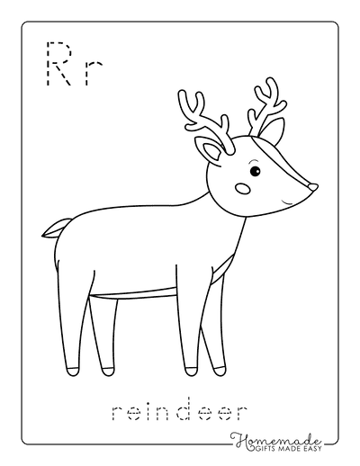Animal Coloring Pages Letter Tracing Reindeer