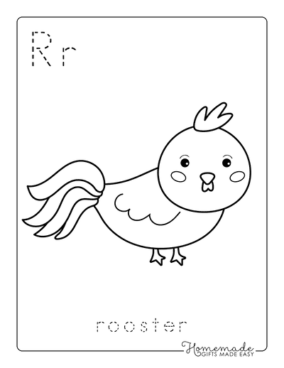 Animal Coloring Pages Letter Tracing Rooster