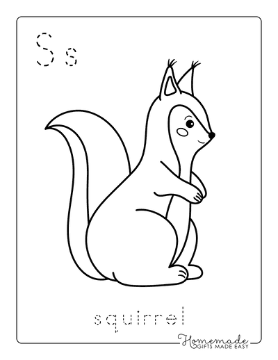 Animal Coloring Pages Letter Tracing Squirrel