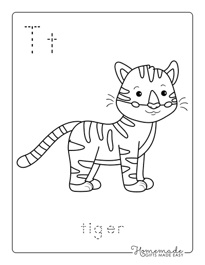 Animal Coloring Pages Letter Tracing Tiger