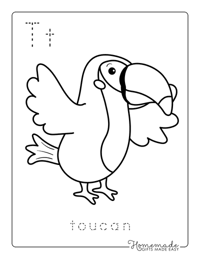 Animal Coloring Pages Letter Tracing Toucan