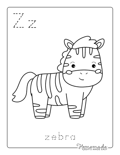 Animal Coloring Pages Letter Tracing Zebra