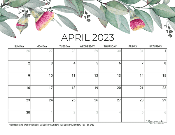 April 2023 And 2024 Calendar Free Printable With Holidays