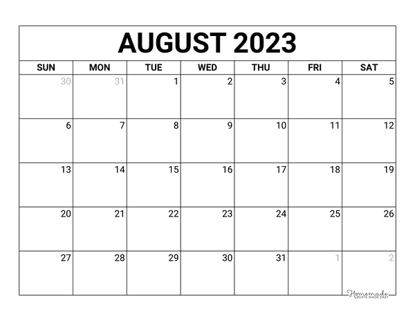 August 2023 & 2024 Calendar | Free Printable with Holidays