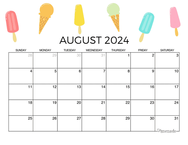 August 2024 Calendar For Kids Benni Catrina