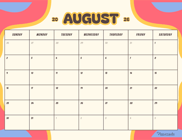 August Calendar