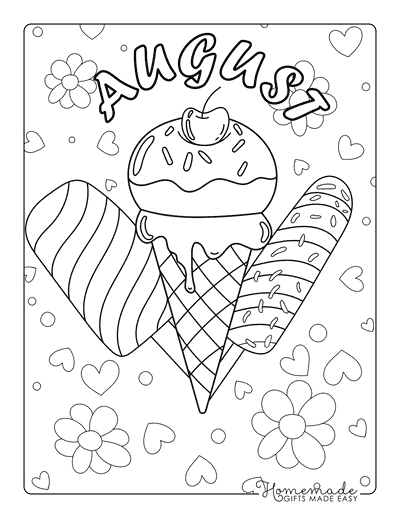 August Coloring Pages East Ice Cream for Kids