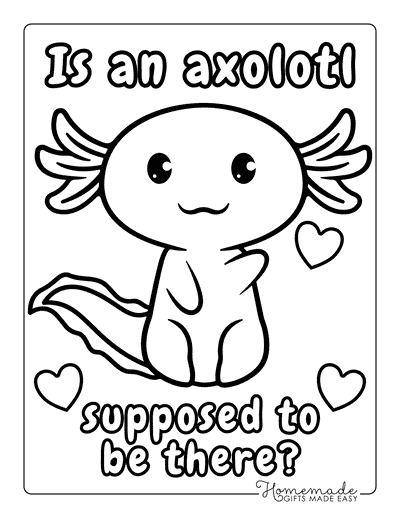 Axolotl Coloring Pages Easy Cute Kawaii Adorable Anime Axolotl Waving