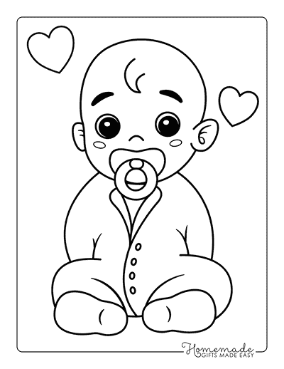 Baby Coloring Pages Easy Cute Baby Boy Coloring Pages With Pacifier