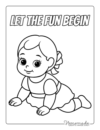 Baby Coloring Pages Easy Cute Baby Girl Crawling