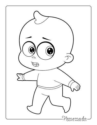 Baby Coloring Pages Easy Scared Baby Walking