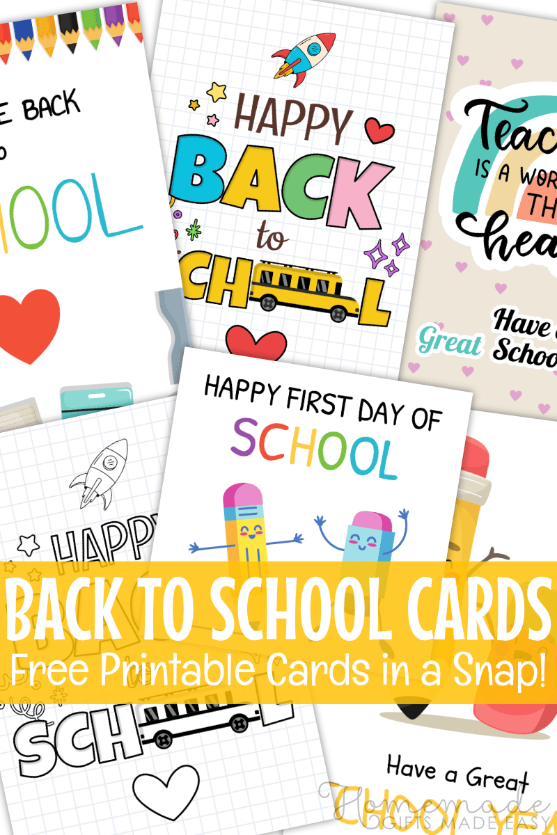 free printable back to school cards