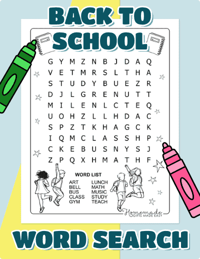 Back to School Word Search
