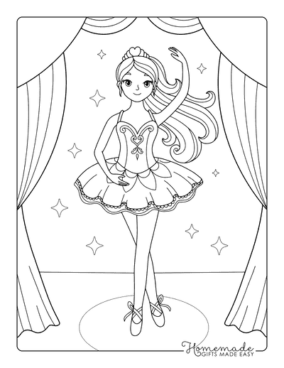 Ballerina Coloring Pages Easy Beautiful Ballerina Drawing to Color