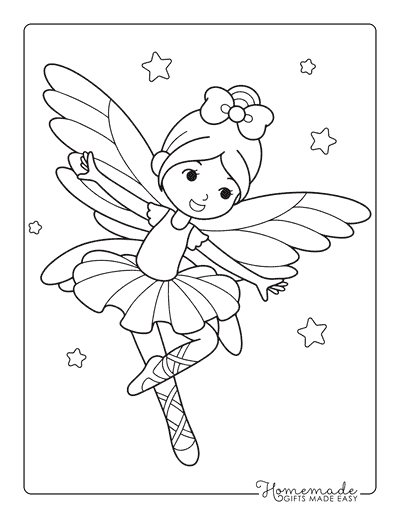 Ballerina Coloring Pages Easy Cute Fairy Ballerina Drawing to Color
