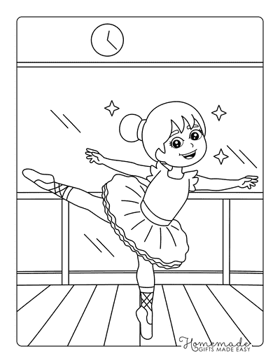Ballerina Coloring Pages Easy Girl Ballerina for Kids to Color
