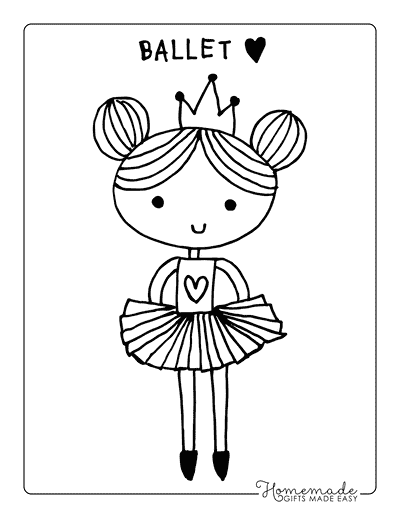 Ballerina Coloring Pages Simple Cute Ballerina Drawing for Preschoolers