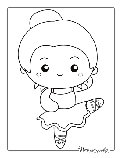 Ballerina Coloring Pages Simple Cute Chibi Ballerina for Kids