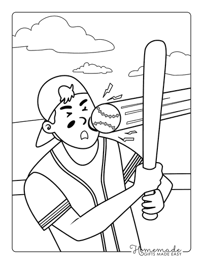 Baseball Coloring Pages Baseball Hits Baseball Player
