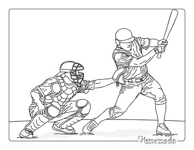 Baseball Coloring Pages Cool Realistic Mlb Baseball Player Batter and Catcher for Adults