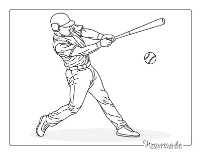 Baseball Coloring Pages Cool Realistic Mlb Baseball Player Batter Swinging