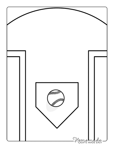 Baseball Coloring Pages Easy Baseball and Homeplate for Kids