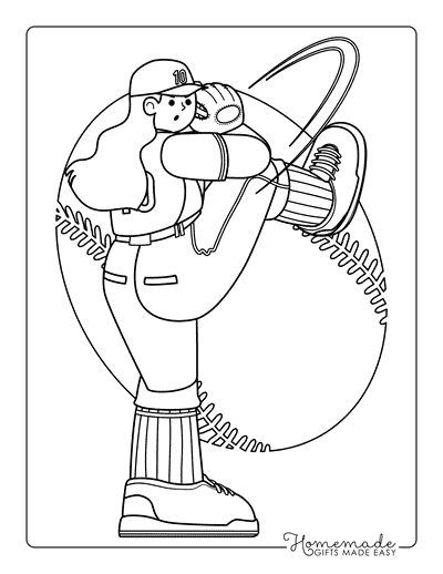 Baseball Coloring Pages Easy Cool Pitcher Softball Coloring Pages