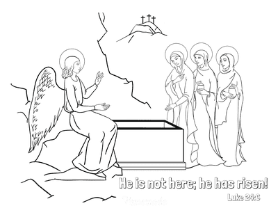 Bible Coloring Pages He Is Risen Tomb Luke 24 6