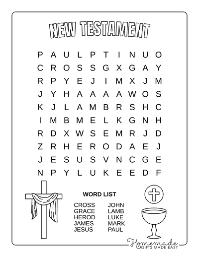 Bible Word Search New Testament Easy