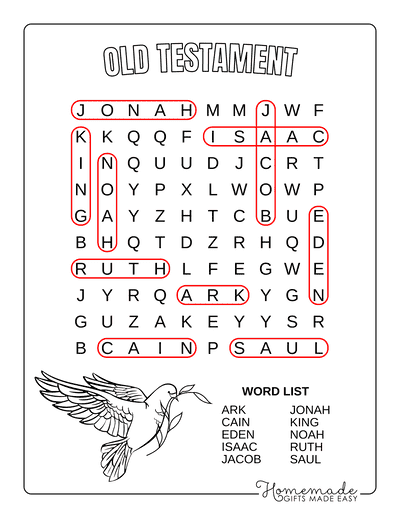 Bible Word Search Old Testament Easy Answers