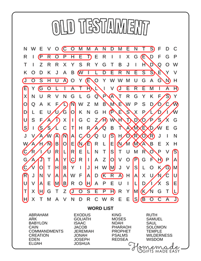 Bible Word Search Old Testament Hard Answers