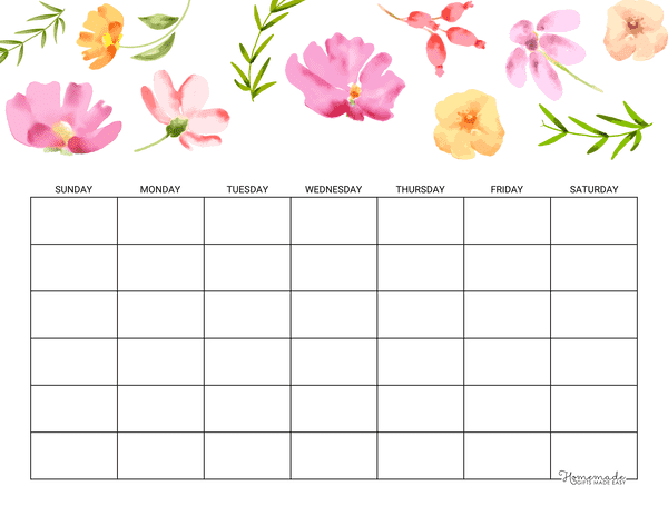Printable Blank Calendar Templates - Month View