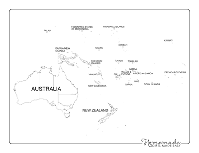 Free Printable Blank Map of Oceania & Australia