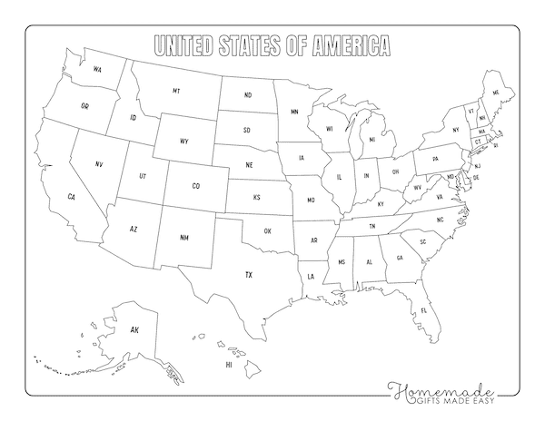 Black And White Us Map Printable