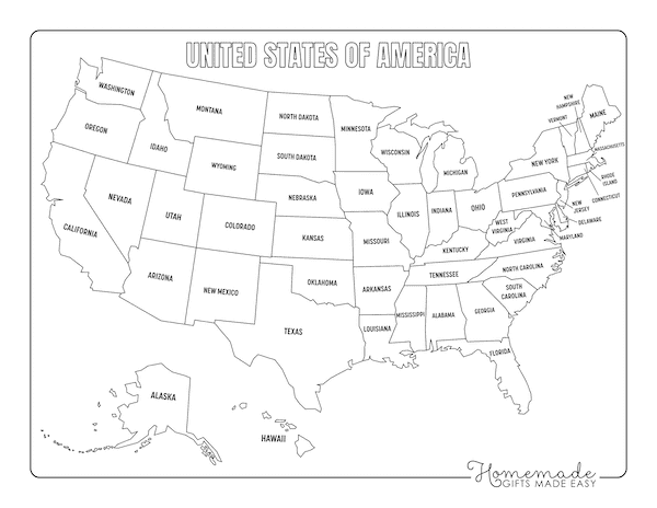 us map outline no states