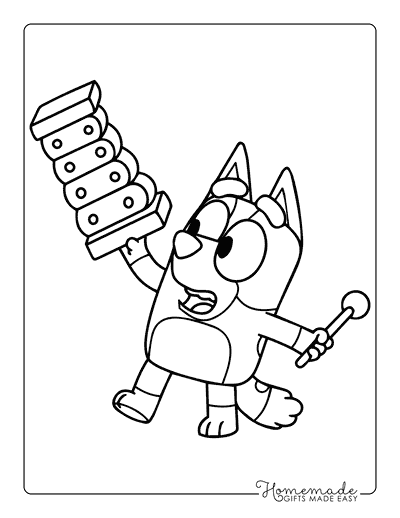 Bluey Coloring Pages Easy Bingo Outline for Kids Magic Xylophone