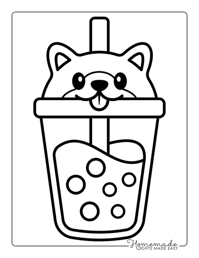 Boba Coloring Pages Cute Bubble Tea Coloring Page Dog Cup
