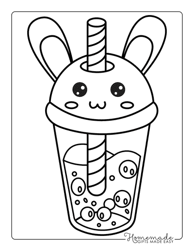 Boba Coloring Pages Cute Kawaii Bunny Boba Cup