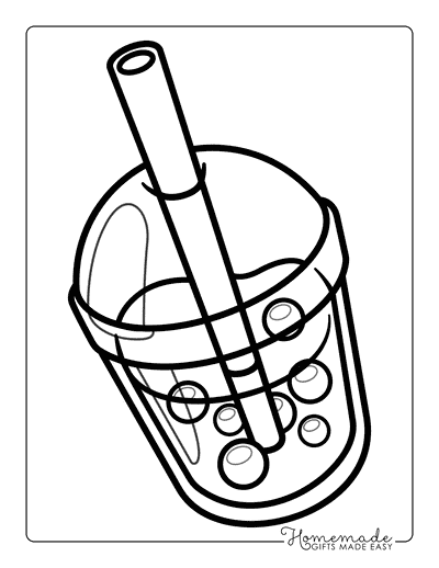 Boba Coloring Pages Easy Simple Cute Boba Thick Outlines