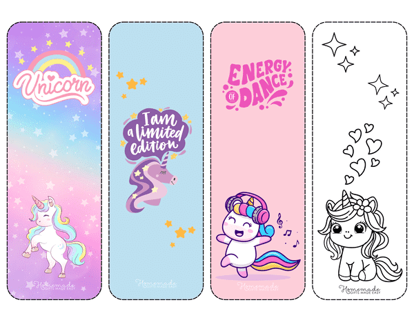 Bookmark Templates Cute Fun Unicorn Bookmarks