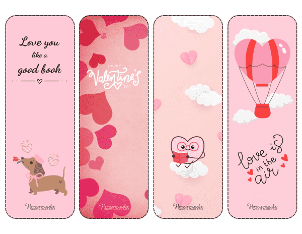 Bookmark Templates Cute Valentines Themed