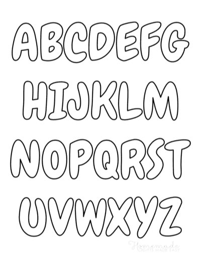 large printable size bubble letters alphabet