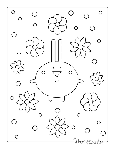 Bunny Coloring Pages Bunny Flowers Sign