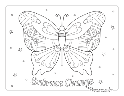 Butterfly Coloring Pages Patterned Wings Spread