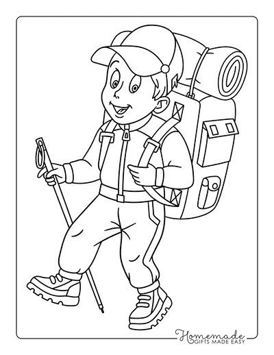 Camping Coloring Pages Easy Camper to Color