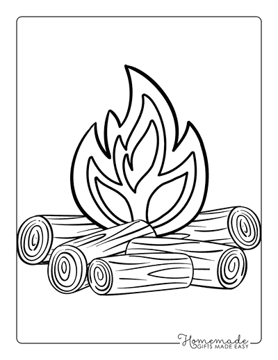 Camping Coloring Pages Easy Campfire Outline for Preschool