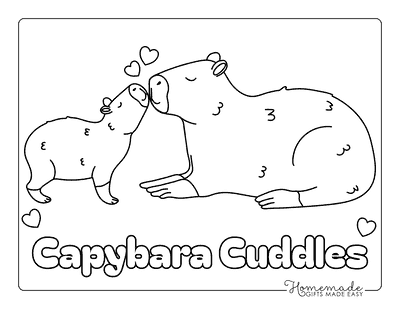 Capybara Coloring Pages Easy Cute Capybara Family Drawing