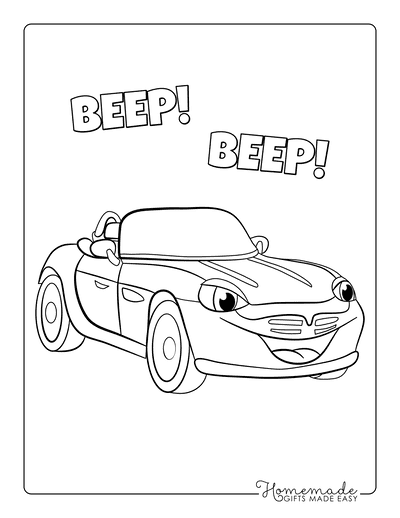 Car Coloring Pages Cartoon Car Beep Beep