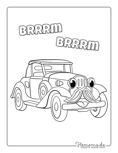 Car Coloring Pages Cartoon Classic Vintage Car Brrrm Brrrm