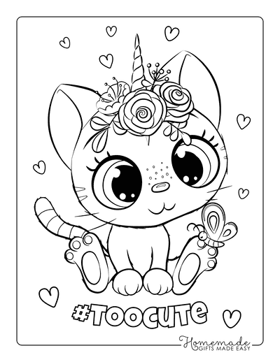 Free Cat Coloring Pages for Kids Adults